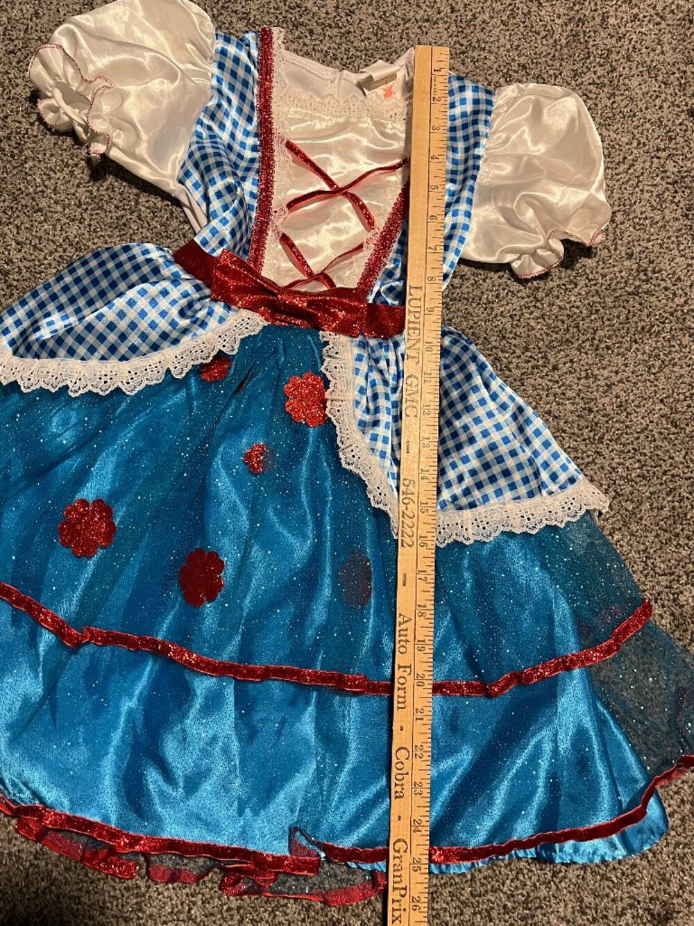 Rubies Wizard of Oz Dorothy Halloween Costume Sm Gingham Tulle Glitter Poppies - Picture 4 of 9